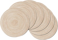Ensemble de 6 napperons ronds tressés lavables en PP tissés pour l'intérieur de 15 pouces pour la cuisine et la table à manger