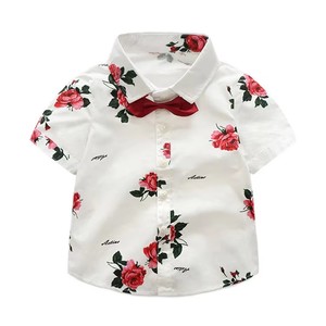 Ensemble de vêtements pour garçons d'été, chemise à cravate fleurie et short, costume de gentleman 2 pièces - Product Image 4