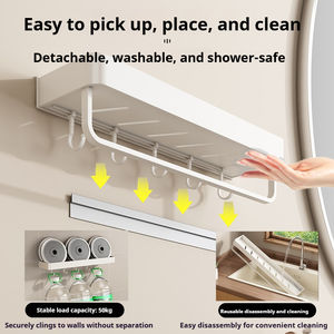 Porte-serviettes mural sans perçage <span class=keywords><strong>en</strong></span> aluminium pour salle <span class=keywords><strong>de</strong></span> bain, ensemble <span class=keywords><strong>de</strong></span> rangement gain <span class=keywords><strong>de</strong></span> place pour serviettes <span class=keywords><strong>de</strong></span> bain - Product Image 6