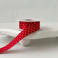 En stock, ruban en polyester à pois de haute qualité, 2,5 cm, tissage dense, ruban décoratif pour jouets, emballage de vêtements, bricolage