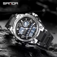 Jam Tangan Digital Sport Sanda 6024 Fashion Tahan Air Layar Ganda Elektronik Kalender Kronograf Pria Tahan Air 50M