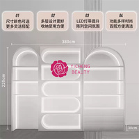 Étagère de présentation lumineuse de luxe Yicheng Beauty pour salon de beauté, présentoir de cosmétiques, soins des ongles et de la peau, meuble de rangement pour magasin