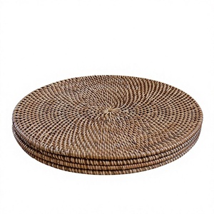 Sous-plat en rotin tressé du Vietnam, assiette de présentation naturelle pour la décoration de table, restaurant, mariage, fête et maison - Product Image 1