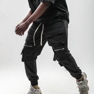 Pantalon de survêtement d'hiver pour homme en tissu noir de haute qualité, taille plus, coupe ample, style sport, poches cargo, polaire polyester/coton OEM ODM - Product Image 3