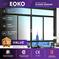 Ventanas Corredizas Exteriores de Doble Acristalamiento EOKO, Certificadas por NFRC, Ventanas Corredizas de Aluminio Negro con Mosquitera, la Elección de los Arquitectos