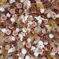 Nouvelle décoration murale en fleurs artificielles brunes, toile de fond en fleurs artificielles de qualité supérieure, 8 pieds x 8 pieds, pour la décoration de la maison et des mariages