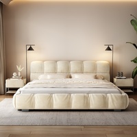 Tempat Tidur King-size Modern Berbahan Suede dengan Rangka Kayu Solid yang Tahan Lama dan Pelapis Lembut untuk Kamar Tidur Utama