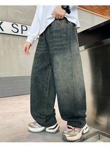 Jeans casuales lisos de corte holgado con estilo para niños - Product Image 4