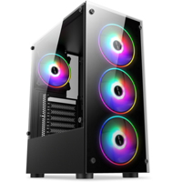 Boîtier PC de bureau en verre trempé Matx Eatx avec écran LCD