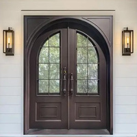 Porte d'entrée moderne en fer forgé ATMOS avec inserts en verre, design anti-effraction et pare-balles pour villas et hôtels