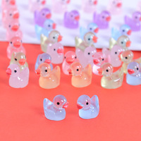 KI huiyuan Mignon mini canard lumineux de dessin animé, animal transparent tridimensionnel, accessoire de bijoux en résine pour artisanat DIY