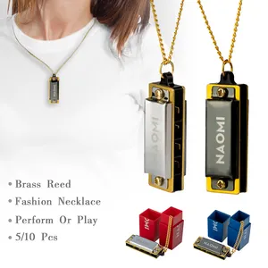 NAOMI 4 Holes Mini Harmonica Necklace Brass Reed +Environmental ABS Comb In Key of C Model Really Plays