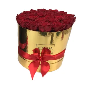2023 золотистая круглая коробка круглой формы упаковочная шляпа Подарочная коробка для роз