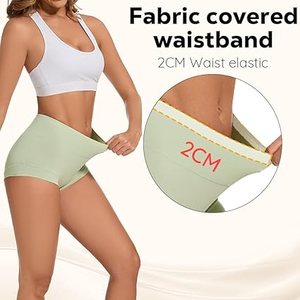 Kadın 3-Pack işlemeli streç Spandex XL 3XL baskılı için yüksek belli pamuk iç çamaşırı tam kapsama kısa külot - Product Image 4