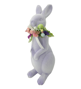 Top Grace Juego De <span class=keywords><strong>2</strong></span> Conejos De Conejo De Pascua Flocados Sentado Amarillo <span class=keywords><strong>Y</strong></span> Púrpura - Product Image 2