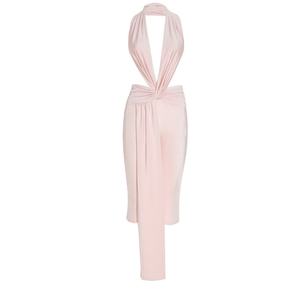 Cutenova D25JP401 Monos informales de cintura alta ajustados con cinta fluida sin espalda Halter Sexy para mujer Bodycon - Product Image 5