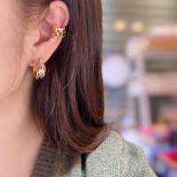 Anting-anting klip emas 18 karat padat AU750 baru 2026, tanpa tusuk, model bunga helix, perhiasan wanita modis