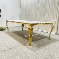 Meubles de fête de mariage en acier inoxydable, Table de Banquet en MDF blanc, prix d'usine bon marché