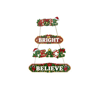 Insegna Natalizia in Legno Bestseller con Scritta 'Hope Joy Peace Love Believe', Decorazione Luminosa per Porta e Parete, Addobbo Natalizio per Casa - Product Image 6