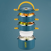 Boîte à lunch Tiffin Bento, nouvelle arrivée, en acier inoxydable, thermique, chauffable, anti-fuite, isolée, pour enfants d'âge scolaire, 3 compartiments