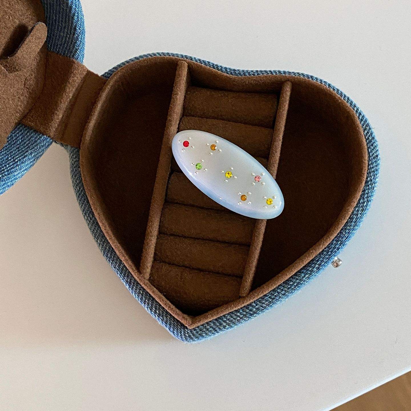 YJL New Korean Style Retro Sweet Oval Shape Mini Acetate Hair Clips Colorful Rhinestone Girls Bangs Clip