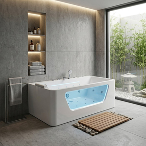 Vasca Idromassaggio Bianca in Acrilico con LED, Cascata, Getti d'Aria e Bolle, per Spa Domestica, Relax, Doccia, Vasca Autoportante - Product Image 3