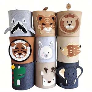 Cesta de Almacenamiento de Juguetes Plegable para Niños, Organizador de Juguetes de Fieltro con Asa Plegable de Animales - Product Image 1