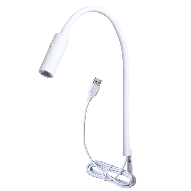 Bedside Reading Light Wall Mounted Gooseneck Directional Bed Lights 3W LED Dimmable Switch Room Headboard Lamp USB Port Powered
