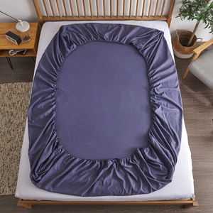 Drap-housse 100% coton avec bande élastique, couleur unie, protège-matelas pour lit simple, double, king, queen 140/150/160/180x200 - Product Image 6