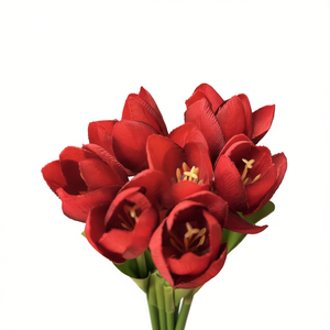 Bouquet di Fiori Artificiali in Seta, Tulipani Rosa Realistici Fatti a Mano, Decorazione Classica per Casa e Matrimonio - Product Image 1