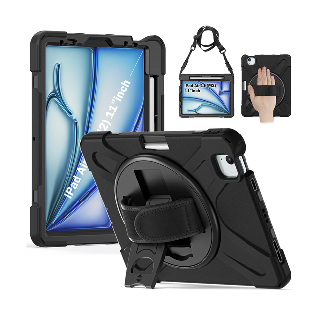 Rugged Armor Tablet Case for iPad Air 11" 2024/2025 / Pro 11" 2018/2020/2021/2022/Air 4 /Air 5 10.9" Hand Shoulder Strap