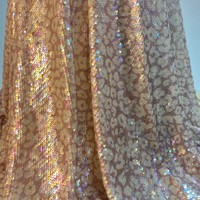 Tissu en maille 100 % polyester brodé de dentelle et de sequins à imprimé léopard pour robes de soirée femme, vente en gros, personnalisable OEM