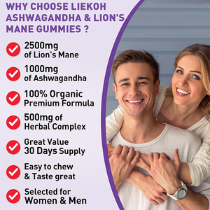 Vente en gros OEM Private Label Vegan Bio Ashwagandha Lions Crinière Sommeil Champignon Extrait Complexe Gummies Suppléments - Product Image 2