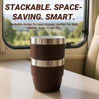 Lot de 2 tasses à expresso/café empilables en acier inoxydable de 4 oz, isolées sous vide, compatibles lave-vaisselle, Black Forest