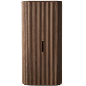 R American Style <strong>White</strong> Oak Vertical Grain Curved <strong>Double</strong> Door <strong>Wardrobe</strong> - Product Image 1