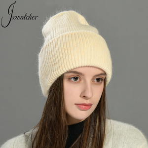 <span class=keywords><strong>Bonnet</strong></span> en laine d'angora tricoté pour <span class=keywords><strong>femme</strong></span>, doux, <span class=keywords><strong>chaud</strong></span> et moelleux, avec patch en cuir personnalisé, <span class=keywords><strong>bonnet</strong></span> uni pour les voyages - Product Image 1