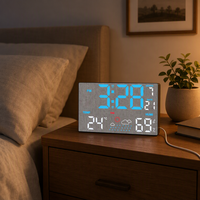 Reloj de Pared Digital LED Grande con Control Remoto, Fecha, Semana, Temperatura, Humedad, Estación Meteorológica, Calendario para Decoración de Sala de Estar