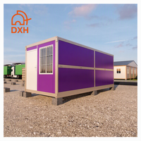 Maisons conteneurs pliantes de luxe préfabriquées violettes à chambre unique, maisons modulaires préfabriquées 1 chambre pour habitation