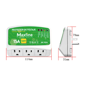 Protector de Voltaje de 3 Tomas, 120V 15A, 50/60Hz, 175J, Retardo de 3 Minutos, 90-150V, para Refrigerador, <span class=keywords><strong>TV</strong></span>, Aire Acondicionado, América Latina - Product Image 6