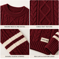 Pull personnalisé pour femme à col rond en tricot torsadé à manches longues rayées pour tenue décontractée d'hiver