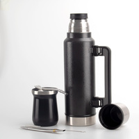 Vente chaude Yerba Mate Thé Gourde Ensemble 8oz Yerba Mate Tasse avec Couvercle De Fermeture Bouteille Thermos En Bois Bombilla Paille mate tasse
