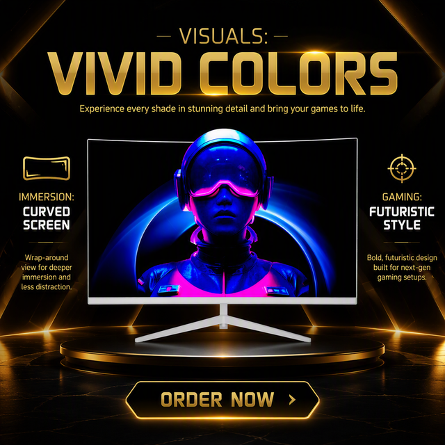 32 Inch Curved Frameless Monitor 1080P 75-100Hz 2800R Wide Screen Desktop Pc Display Screen