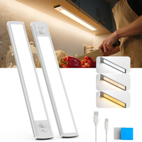Lampu Malam LED Isi Ulang Sensor Gerak Modern Dapat Diredupkan Kecerahan Tinggi Ramah Lingkungan Stiker Magnetik Penerangan Kabinet
