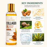 Huile Essentielle Pure 200ml Marque Blanche OEM, Extrait de Collagène et de Bave d'Escargot, Vitamine E pour Soin Nourrissant et Raffermissant Visage et Corps
