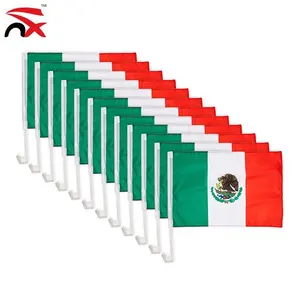 Nuoxin menyediakan bendera mobil kustom kualitas tinggi 30x45cm bendera negara Meksiko dengan tiang plastik