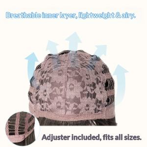 Perruque quotidienne à grandes vagues, fabriquée à la machine, résistante à la chaleur, effet naturel et volumineux, avec simulation de volume sur le dessus de la tête, pour une allure décontractée. - Product Image 4