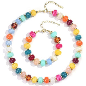 Collar llamativo para mujer, joyería de moda en capas, regalo, collar de cuentas de resina coloridas, estilo bohemio - Product Image 3