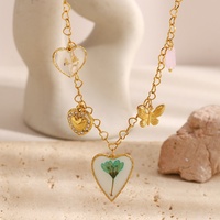 Coloré mode été bijoux 18K or acier inoxydable plaqué Long coeur pendentif collier polyvalent à la mode nouveau