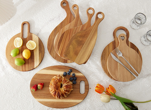 Natural House Série de poignées ovales Planche à découper en bois d'acacia Tabla De Cortar Planche a Decouper Schneidebrett - Product Image 5