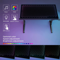 Escritorio Gaming de Vidrio LED AJUNION con Luces RGB Controladas por Aplicación, Escritorio Compacto Rectangular para Oficina en Casa con Portavasos